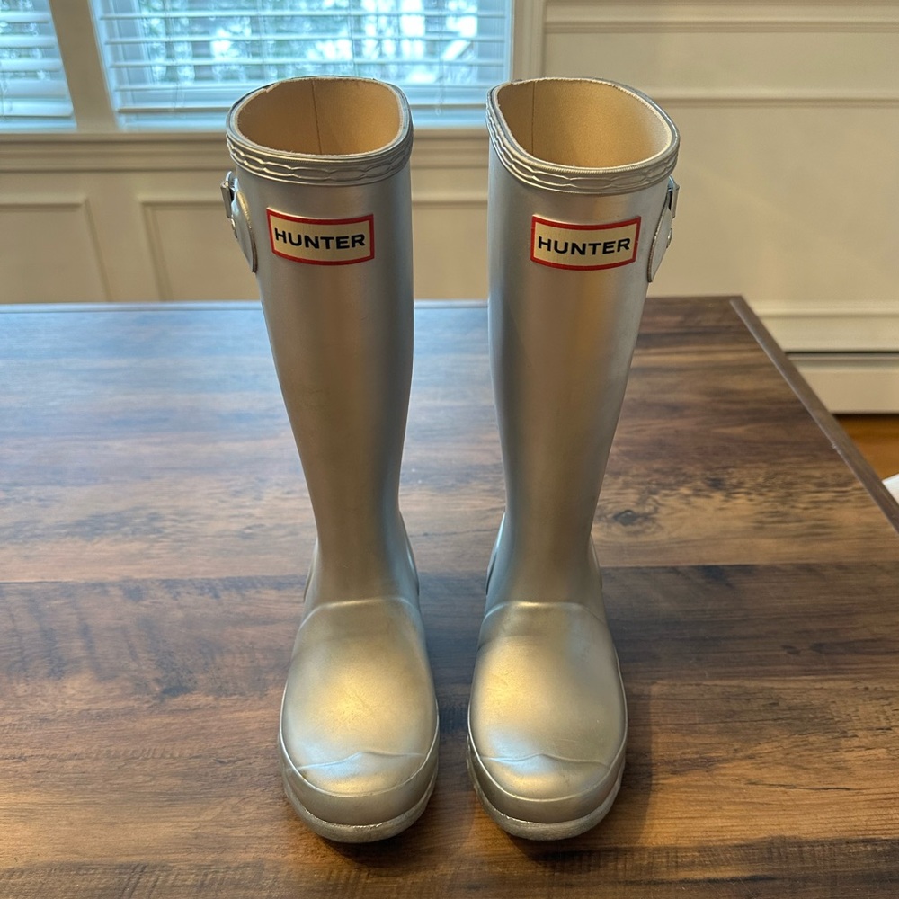 Girls Hunter Boots | Silver | US Size 1 / 2